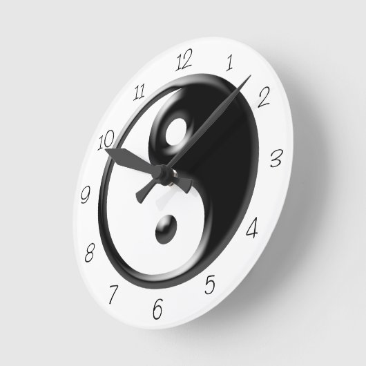 Black Yin Yang Round Clock Runde Wanduhr (Winkel)