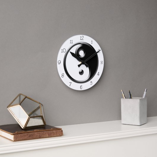 Black Yin Yang Round Clock Runde Wanduhr (Büro)