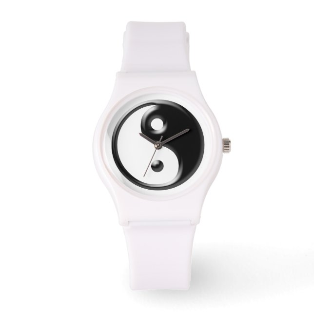 Black Yin Yang Symbol Armbanduhr (Vorderseite)