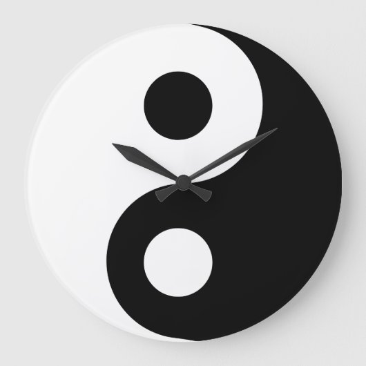 Black Yin Yang Wall Clock Große Wanduhr (Vorderseite)