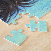 Black Yorkie Hund, Acrylmalerei Puzzle (Seite)