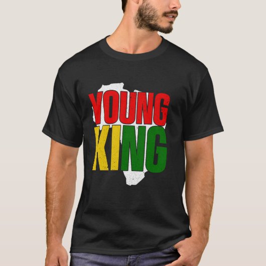 Black Young King Black History Mont Kinder Afro Bo T-Shirt (Vorderseite)