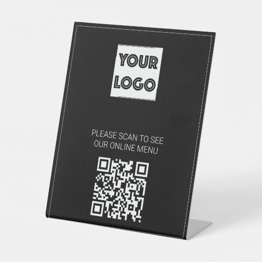 Black Your Logo Custom Business QR Code Menu Sockelschild (Vorderseite)