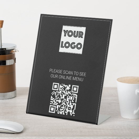 Black Your Logo Custom Business QR Code Menu Sockelschild (In SItu)