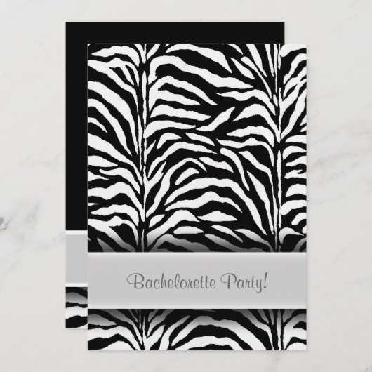 Black Zebra Junggeselinnen-Abschied Einladungen (Vorne/Hinten)