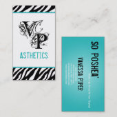 Black Zebra Print Aquamarines Interieur Business C Visitenkarte (Vorne/Hinten)