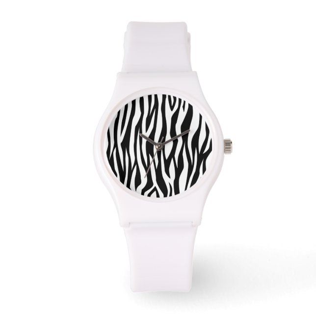 Black Zebra Print Armbanduhr (Vorderseite)
