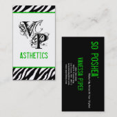Black Zebra Print Green Interior Business Card Visitenkarte (Vorne/Hinten)