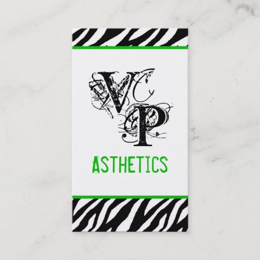 Black Zebra Print Green Interior Business Card Visitenkarte (Vorderseite)