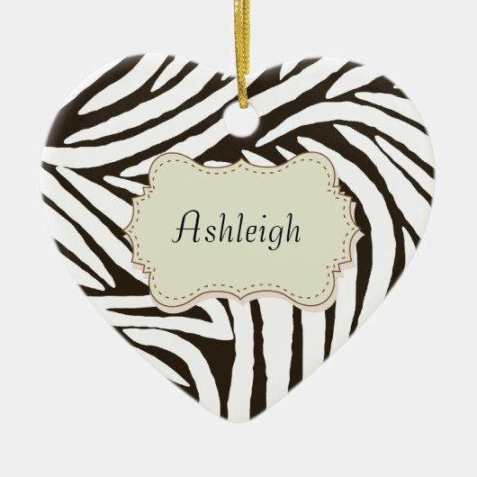 Black Zebra Print Keramikornament (Vorne)