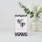 Black Zebra Print Ligh Pink Interieur Business Car Visitenkarte (Stehend Vorderseite)