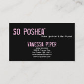 Black Zebra Print Ligh Pink Interieur Business Car Visitenkarte (Rückseite)