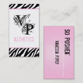 Black Zebra Print Ligh Pink Interieur Business Car Visitenkarte (Vorne/Hinten)