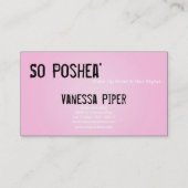 Black Zebra Print Ligh Pink Interieur Business Car Visitenkarte (Rückseite)