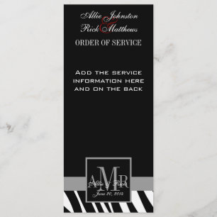 Black Zebra Print Monogram Wedding Program Programm