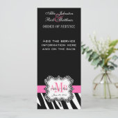 Black Zebra Print Monogram Wedding Program Programm (Stehend Vorderseite)