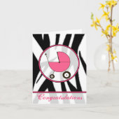 Black Zebra Print / Pink Baby Herzlichen Glückwuns Karte (Gelbe Blume)