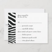 Black Zebra Print Response/Menu Card RSVP Karte (Vorderseite)