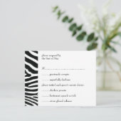 Black Zebra Print Response/Menu Card RSVP Karte (Stehend Vorderseite)