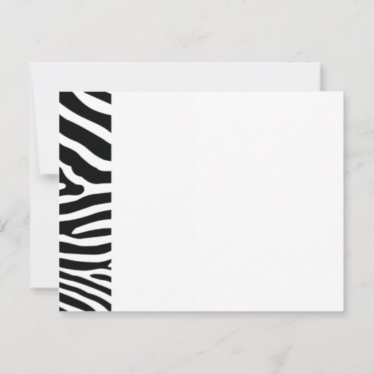 Black Zebra Print Response/Menu Card RSVP Karte (Rückseite)