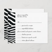 Black Zebra Print Response/Menu Card RSVP Karte (Vorne/Hinten)
