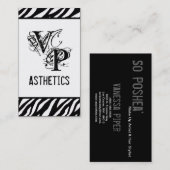Black Zebra Print White Interior Business Card Visitenkarte (Vorne/Hinten)