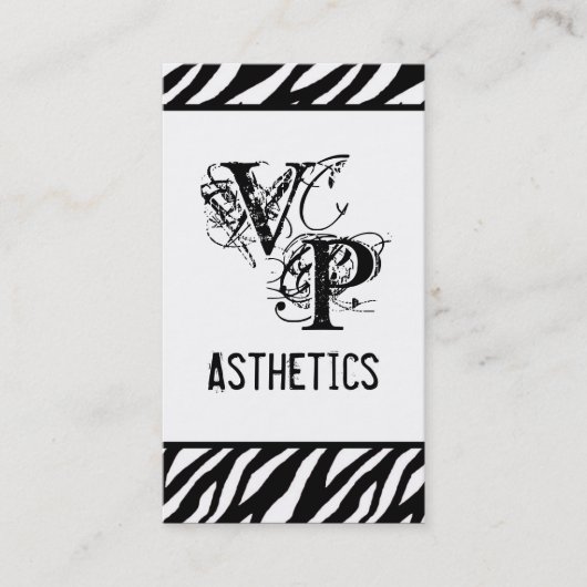 Black Zebra Print White Interior Business Card Visitenkarte (Vorderseite)
