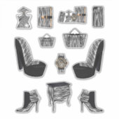 Black Zebra Print Women High Fashion Decals Aufkleber (Vorderseite)