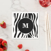 Black Zebra Strip Custom Monogram Paper Napkins Serviette (Beispiel)