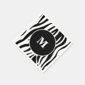 Black Zebra Strip Custom Monogram Paper Napkins Serviette (Ecke)