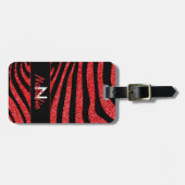 Black Zebra Stripes Name Aquamariner Glitzer Gepäckanhänger (Vorderseite horizontal)