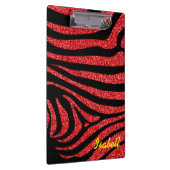 Black Zebra Stripes Name Aquamariner Glitzer Klemmbrett (Rechts)