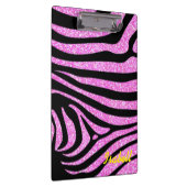 Black Zebra Stripes Name Aquamariner Glitzer Klemmbrett (Rechts)