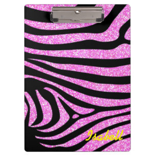 Black Zebra Stripes Name Aquamariner Glitzer Klemmbrett