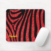 Black Zebra Stripes Name Aquamariner Glitzer Mousepad (Mit Mouse)
