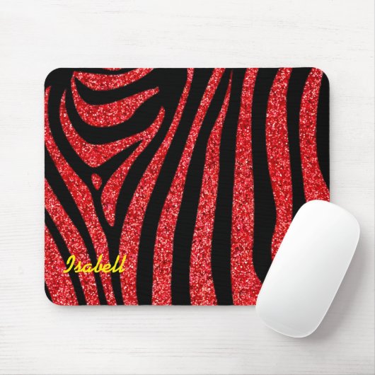 Black Zebra Stripes Name Aquamariner Glitzer Mousepad (Mit Mouse)