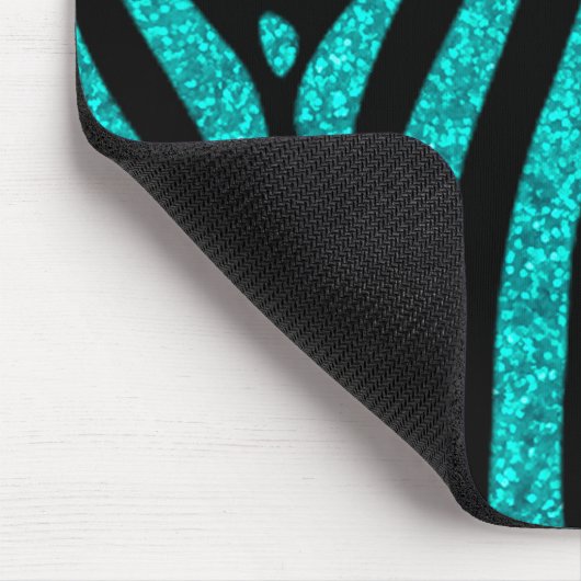 Black Zebra Stripes Name Aquamariner Glitzer Mousepad (Ecke)