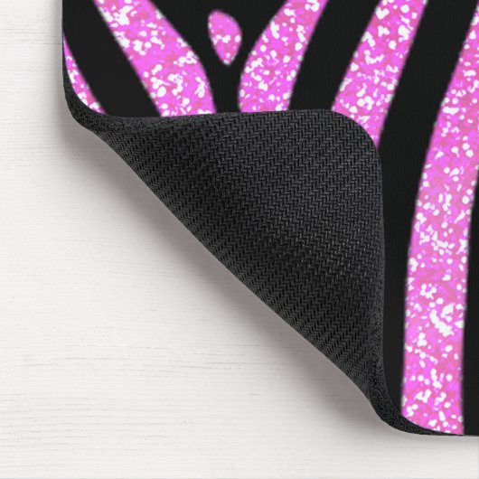 Black Zebra Stripes Name Aquamariner Glitzer Mousepad (Ecke)