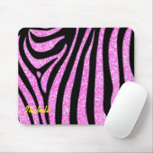 Black Zebra Stripes Name Aquamariner Glitzer Mousepad (Mit Mouse)