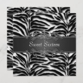 Black Zebra Sweet 16 Party Einladung (Vorne/Hinten)