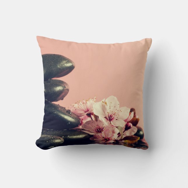Black Zen Stones Blume Kissen (Vorderseite)