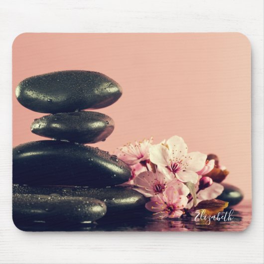 Black Zen Stones Blume Mousepad (Vorne)