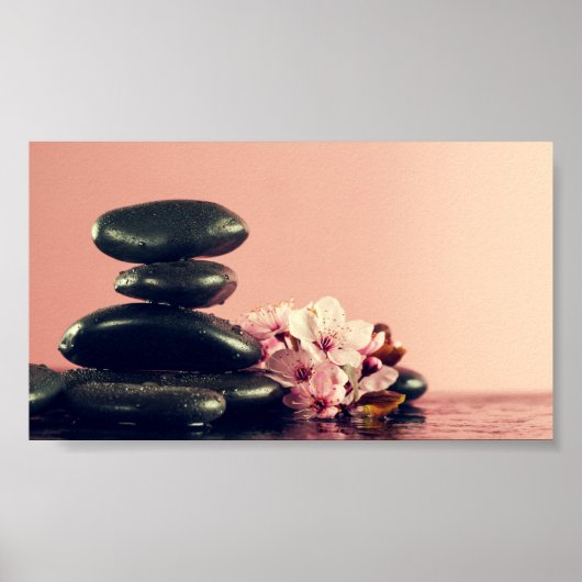 Black Zen Stones Blume Poster (Vorne)