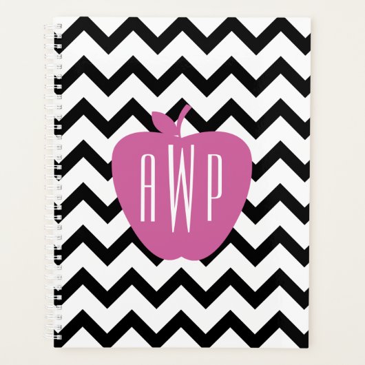 Black Zickzack Pink Apple Lehrer Planner Planer (Vorderseite)