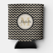 Black Zickzack Silver Gold Personalisiert Dosenkühler (Vorderseite)