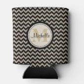 Black Zickzack Silver Gold Personalisiert Dosenkühler (Rückseite)