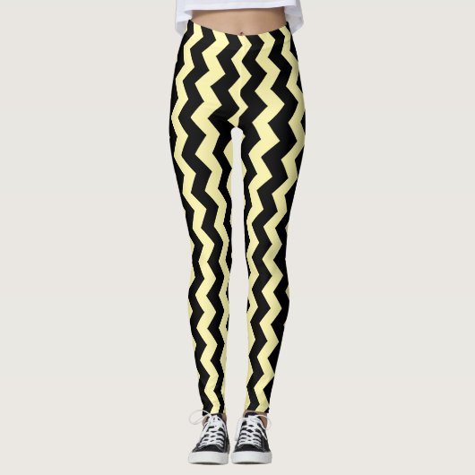 Black Zigzag Design You Choose Background Colour Leggings (Vorderseite)