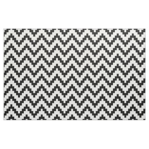 Black Zigzag Ikat & Custom White Background Stoff