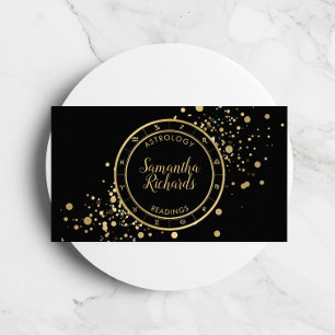 Black Zodiac Astrology Gold Stars Visitenkarte
