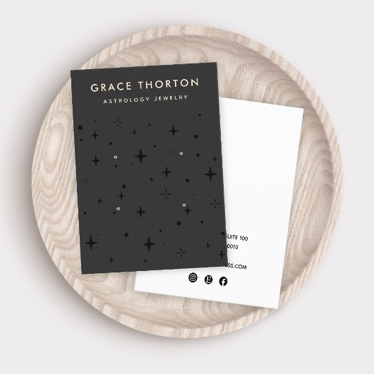 Black Zodiac Celestial Star 4 Loch Earring Visitenkarte